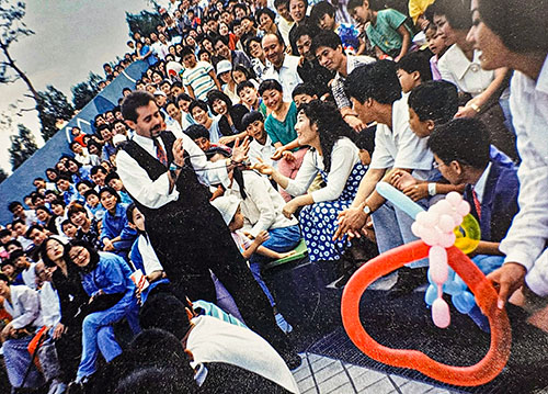 Stephen Dafoe performing as a magician in Taegu, South Korea, in 1995